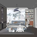 Kids Room Interior Design With Airplane Wall Mural Cozy Bed Bookshelf And Toys