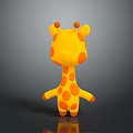 Cute 3D Cartoon Giraffe Toy With Yellow Body And Orange Spots