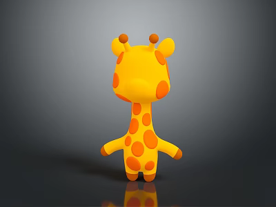 Cute 3D Cartoon Giraffe Toy With Yellow Body And Orange Spots 3d model