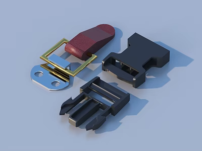 Practical Daily Living Fasteners With Red Black And Silver Metal Plastic Buckles 3d model