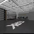 Modern STARK Fitness Gym Interior With Boxing Ring And Equipment Storage Wall