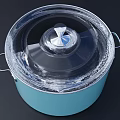 Blue Cooking Pot With Transparent Lid And Metal Handles For Kitchen Use