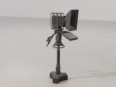 Professional Black Studio Lighting Stand With Screen On Gray Background 3d model