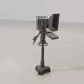 Professional Black Studio Lighting Stand With Screen On Gray Background 3d model