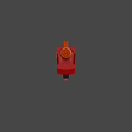 Futuristic Red Sci-fi Gun Featuring Orange Barrel Yellow Luminous Parts And Decorative Details