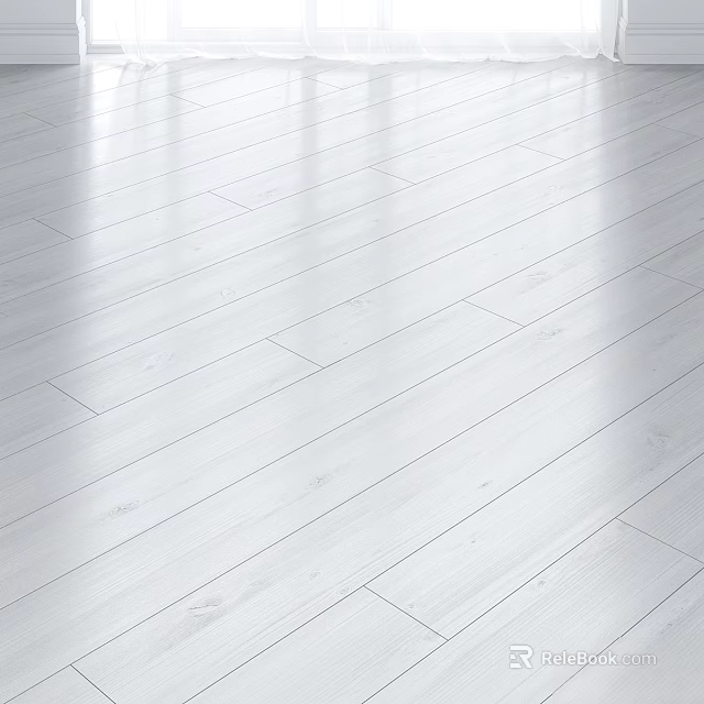 White Glossy Wooden Floor Components With Clear Wood Grain And Aligned Planks 3d model 