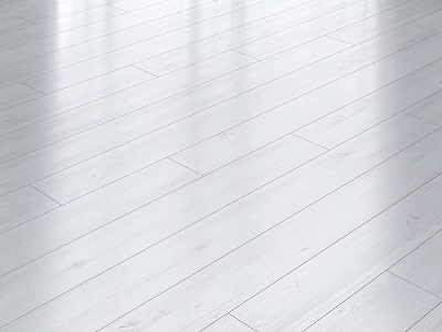 White Glossy Wooden Floor Components With Clear Wood Grain And Aligned Planks 3d model