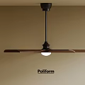 Poliform Modern Pendant Light With Wooden Blades Black Metal Rod And White Light Design