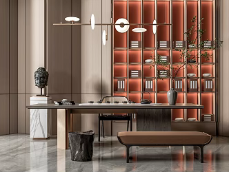 New Chinese Tea Table and Chair 3d model