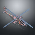 Military Armed Helicopter With Camouflage Paint Rotor Blades And Weapon Systems On Gray Background
