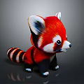 Cute Red Panda Plush Toy With Red And White Fur Striped Tail Black Paws