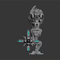 Detailed Armored Mech Robot With Spiked Gear Driven Mechanical Creature Design