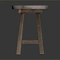 Natural Rustic Wooden Stool With Round Seat And Simple Solid Structure