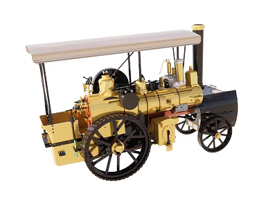Vintage Yellow Steam Locomotive Model With Black Wheels And Canopy 3d model