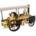 Vintage Yellow Steam Locomotive Model With Black Wheels And Canopy