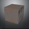 Rustic Textured Cube With Herringbone Pattern Surface And Metallic Brown Tones On Shiny Reflective Base 3d model