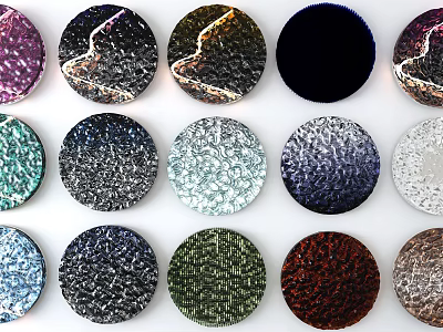 Various Colorful Round Textured Shiny Wall Decor For Home Interior Decoration 3d model