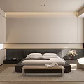 Modern Bedroom Interior Design With Large Bed LED Strip Lights Bench Rug And Armchair