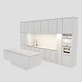 Sleek Dark Wooden Kitchen Cabinets With Golden Countertop And Built-in Appliances