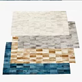 Modern Square Rugs With Blue Brown Beige Geometric Patterns And Textured Design 3d model
