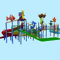Colorful Playground Equipment With Slides Climbing Structures And Ocean Themed Decorations 3d model