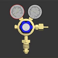 Industrial Gas Regulator with Brass Body Red Blue Gauges Blue Knob and Connection