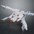 White Sci Fi Spaceship Model With Intricate Wings And Red Orange Engines 3d model