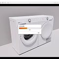 Two White Side by Side Washing Machines With Modern Control Panel Exterior Design 3d model
