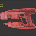 Futuristic Modern Weapon Pistol With Black Silver Design Gold Accents And Textured Grip