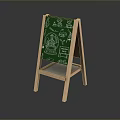 Wooden Easel With Green Drawing Board And Hand Drawn Computer Related Icons