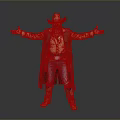 Cowboy Man With Beard Wearing Cowboy Hat And Brown Vest Standing Arms Outstretched