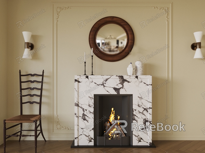 French Retro Fireplace American Fireplace French Fireplace Antique Fireplace Antique Ornaments Combination Marble Fireplace model