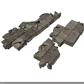 Irregular Broken Concrete Construction Pieces With Textured Surface For Scene Building 3d model