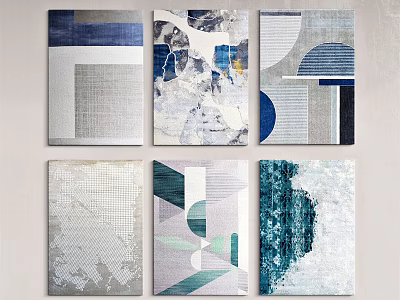 Modern Square Rugs With Geometric Patterns And Abstract Designs In Neutral Tones 3d model