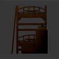 Wooden Bunk Bed Set With Mattress Ladder And Dresser Drawers