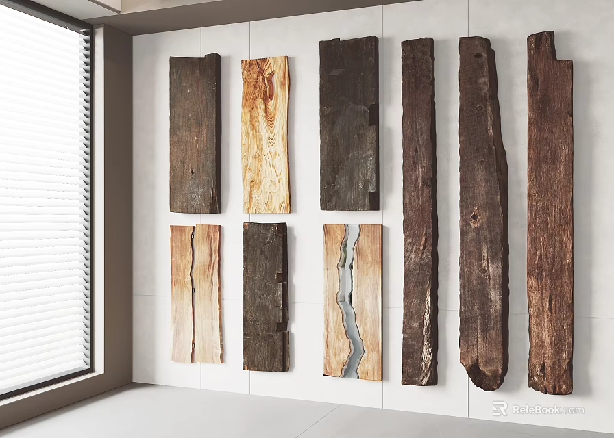 Natural Stone and Wood Wall Panels With Rustic Texture For Interior Decor In Various Types 3d model 