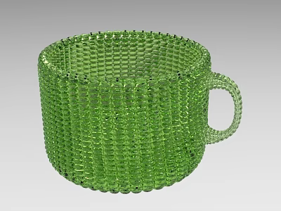 Green Beaded Decorative Ornament Cup With Woven Glass Design And Handle 3d model