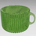 Green Beaded Decorative Ornament Cup With Woven Glass Design And Handle