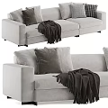 Modern Light Gray Sectional Sofa With Soft Pillows And Dark Throw Blanket 3d model