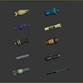 Futuristic Sci Fi Weapons Collection With Colorful Designs And Glowing Details