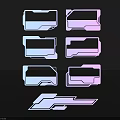 Modern Abstract Geometric Sculpture Carving With Blue Purple Gradient On Black Background
