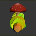 Colorful Food Skewer With Red Mushroom Green Cubes Pink Rings And Orange Tip