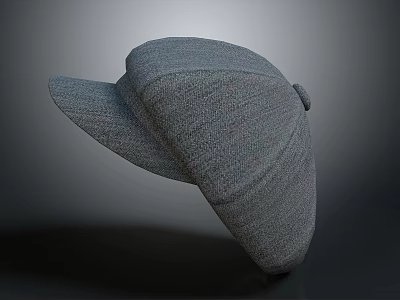 Gray Knitted Hat With Textured Surface And Curved Brim For Fashionable Look 3d model