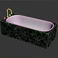 Green Marble Bathtub With White Interior And Silver Faucet Design