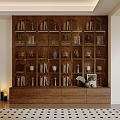 Stylish Wooden Bookshelf With Multiple Compartments Books Decorative Items And Bottom Drawers