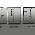 Modern Shower Head Fixtures In Transparent Glass Shower Enclosures With Bathroom Accessories