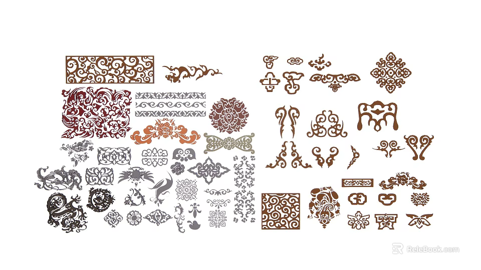 Ornate Carving Patterns Showcasing Traditional Floral And Geometric Design Elements 3d model