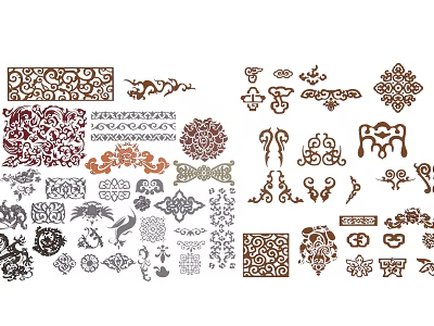 Ornate Carving Patterns Showcasing Traditional Floral And Geometric Design Elements 3d model