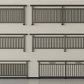 Collection of Modern Railing Designs With Vertical Slats And Decorative Elements 3d model