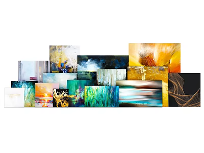 Modern Colorful Abstract Paintings Collection With Various Styles For Wall Art 3d model